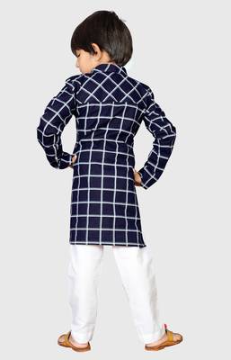 Kids Black Kurta Pyjama For Boys  4