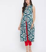 Dark blue printed rayon kurtas-and-kurtis