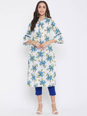 White printed cotton kurtas-and-kurtis 1