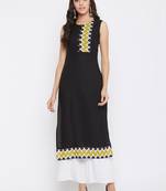 Black solid rayon kurtas-and-kurtis