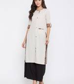 Beige self design cotton kurtas-and-kurtis