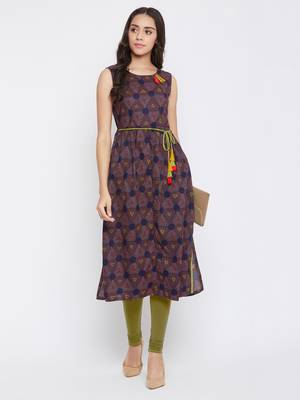 Blue printed cotton kurtas-and-kurtis 1