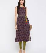 Blue printed cotton kurtas-and-kurtis