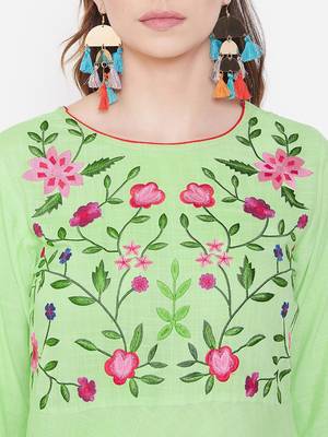 Green embroidered rayon kurtas-and-kurtis 5