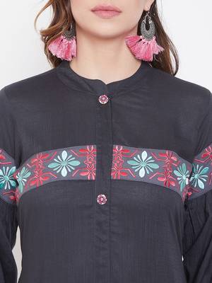 Grey embroidered rayon kurtas-and-kurtis 5
