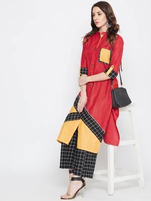 Maroon printed cotton kurtas-and-kurtis 1