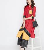 Maroon printed cotton kurtas-and-kurtis