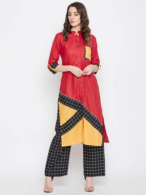 Maroon printed cotton kurtas-and-kurtis 2