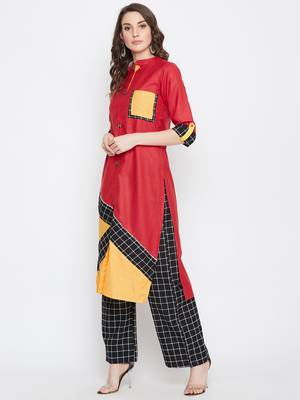 Maroon printed cotton kurtas-and-kurtis 3