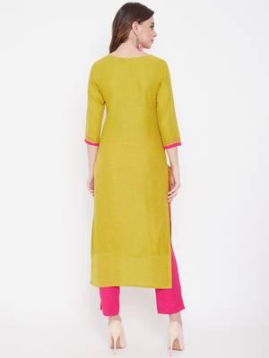 Mustard embroidered cotton kurtas-and-kurtis 5