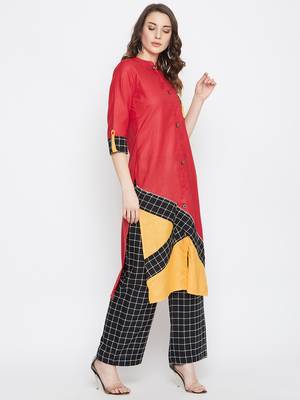 Maroon printed cotton kurtas-and-kurtis 4