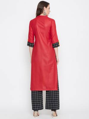 Maroon printed cotton kurtas-and-kurtis 5