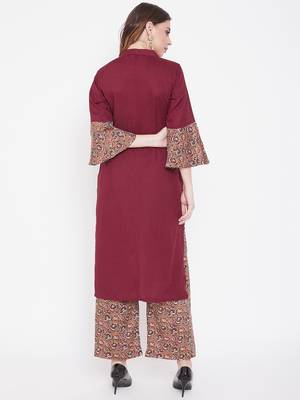 Maroon printed rayon kurtas-and-kurtis 5