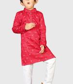 Kids Red Kurta Pyjama For Boys