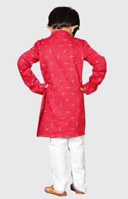 Kids Red Kurta Pyjama For Boys 4