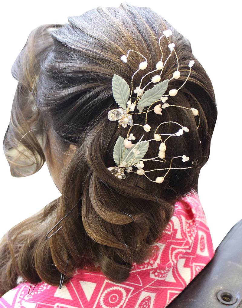 Beautiful Pack of 2 Multicolor Bridal Flower Hair Accessory/Hair Pin for Women and Girls