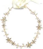 Beautiful 1 Pc White and Golden Bridal Diamond Hair Accessory/Headpiece for Women and Girls