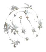 Beautiful 1 Pc White and Golden Bridal Flower Hair Accessory with Earrings for women and Girls