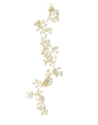 Beautiful 1 Pc White and Golden Bridal Flower Hair Accessory/ HeadPiece for Women and Girls 1