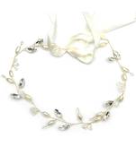 Beautiful 1 Pc White and Golden Bridal Flower Hair Accessory/ HeadPiece for Women and Girls