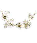 Beautiful 1 Pc White and Golden Bridal Flower Hair Accessory/ HeadPiece for Women and Girls