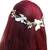 Beautiful 1 Pc White and Golden Bridal Flower Hair Accessory/ HeadPiece for Women and Girls
