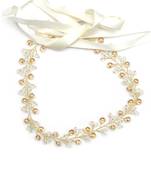 Beautiful 1 Pc White and Golden Bridal Flower Hair Accessory/ HeadPiece for Women and Girls