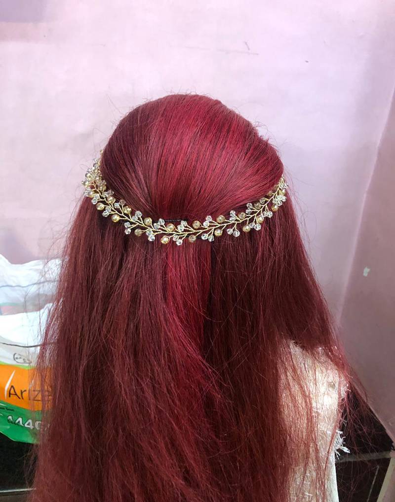 Beautiful 1 Pc White and Golden Bridal Flower Hair Accessory/ HeadPiece for Women and Girls