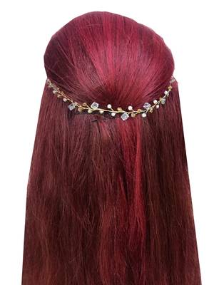 Beautiful 1 Pc White and Golden Bridal Flower Hair Accessory/ HeadPiece for Women and Girls 2