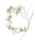 Beautiful 1 Pc White and Golden Bridal Flower Hair Accessory/ HeadPiece for Women and Girls