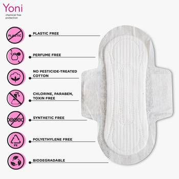 Yoni Organic Cotton Chemical Free Sanitary Pads With Wings For Women (Medium) 2