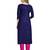 Navy-blue embroidered cotton salwar