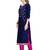 Navy-blue embroidered cotton salwar