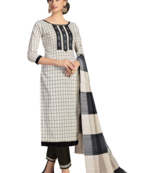 Off-white kantha cotton salwar