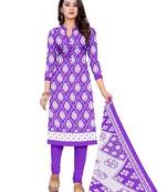 Purple printed cotton salwar
