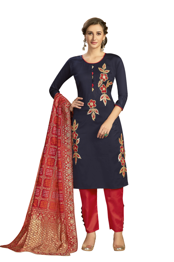 Navy-blue gotta patti cotton salwar