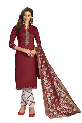 Maroon stone cotton salwar 1