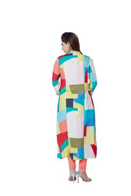 pretty women Multicolor Viscose 3/4th Sleeves Block Printed Women's Kurti 2