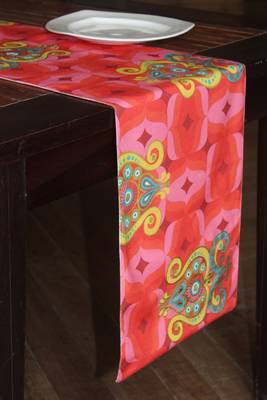 orange printed polyester table runner 1