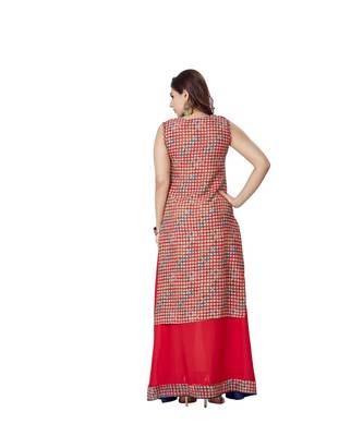 pretty women Red Modal 3/4th Sleeves Printed Women's Kurti 2