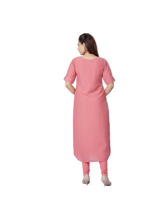 pretty women Peach Viscose Half Sleeves Solid Women's kurta 2