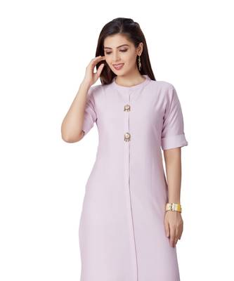 pretty women Sky Viscose Half Sleeves Solid Women's kurta 1