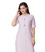 pretty women Sky Viscose Half Sleeves Solid Women's kurta