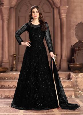 Black embroidered net salwar 1