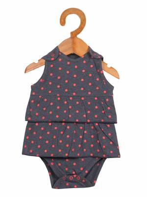 Grey printed cotton girls-dresses 1