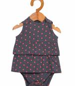 Grey printed cotton girls-dresses