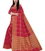 Pink woven banarasi silk saree with blouse