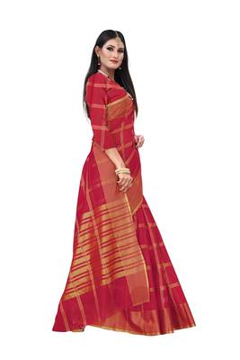 Pink woven banarasi silk saree with blouse 3