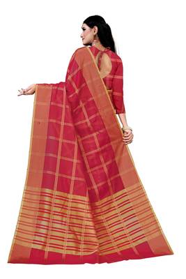 Pink woven banarasi silk saree with blouse 4
