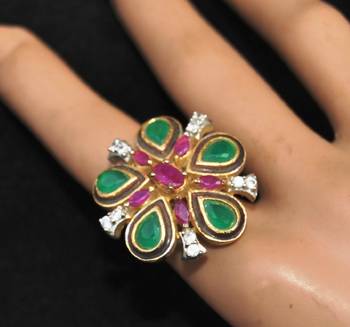 Tricolor Cocktail Ring 2